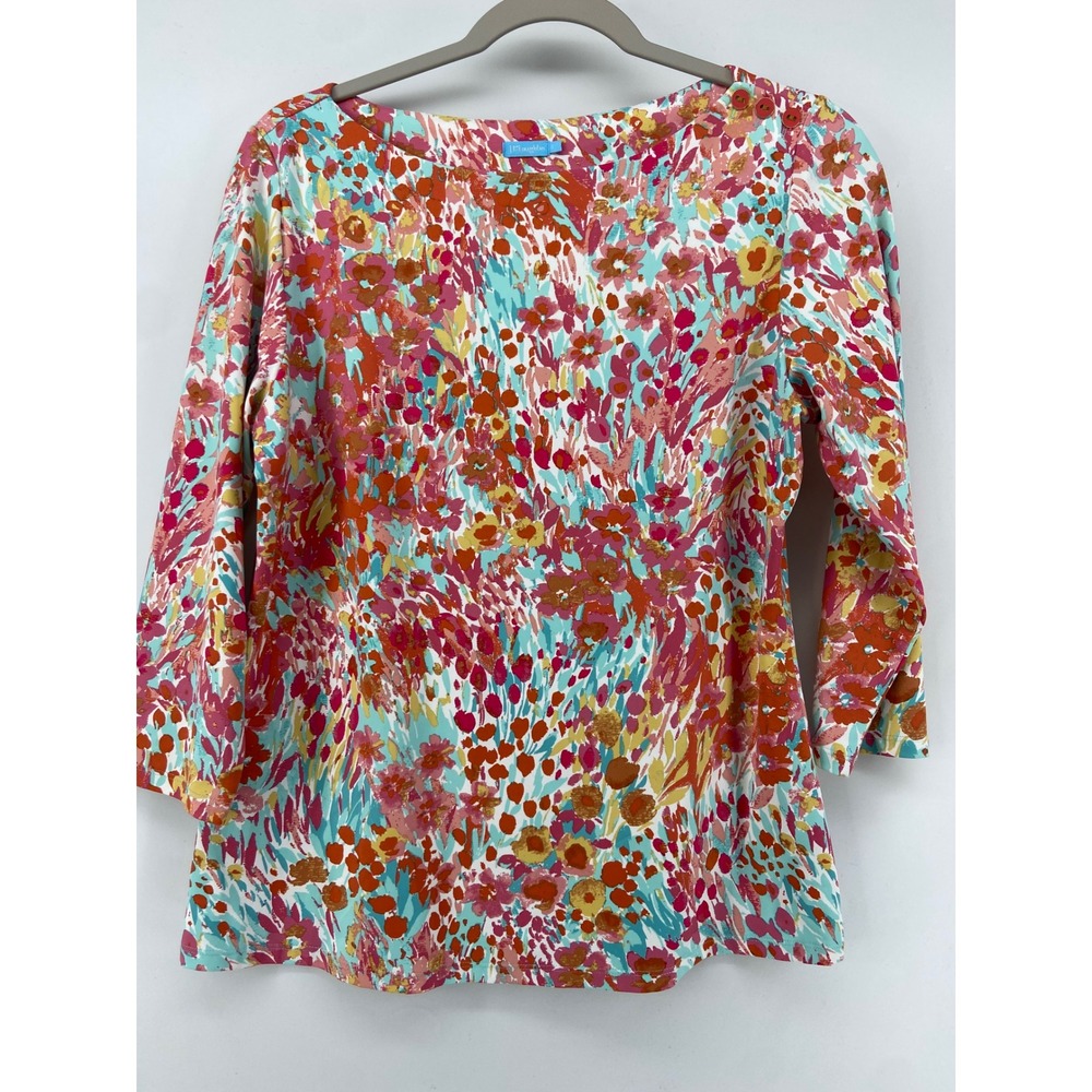J.McLaughlin‎ Top Womens Large Floral Catalina Cloth Preppy Stretch Art To Wear